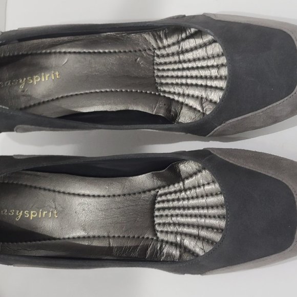 NEW ✅ Easy Spirit 2-Tone Grey / Charcoal Grey Nubuck Suede Heel Shoes 8W ✨ NEW - Picture 13 of 15